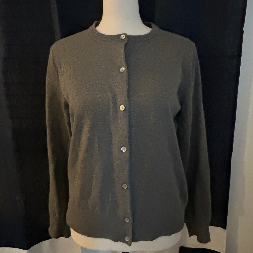 Lands' End Women's Charcoal Button-Up Cardigan